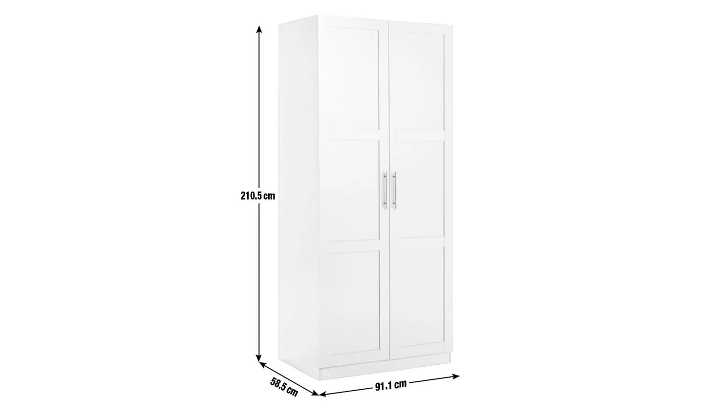 Habitat Munich Panelled 2 Door Wardrobe - Anthracite